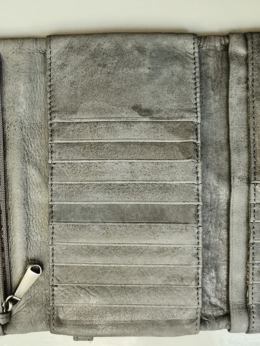 HOBO Gray Silver Metallic Trifold Wallet Wristlet